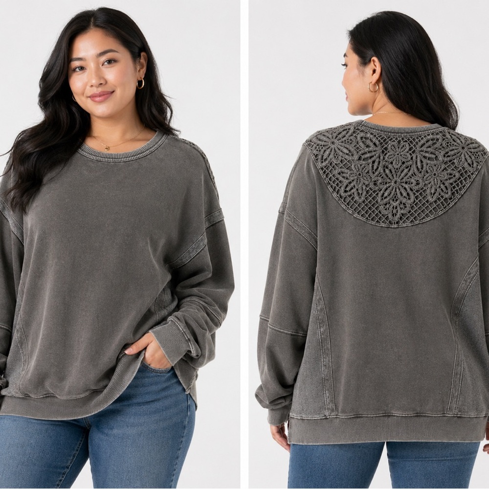 aerie Heather oversize Gray Pullover Sweatshirt M